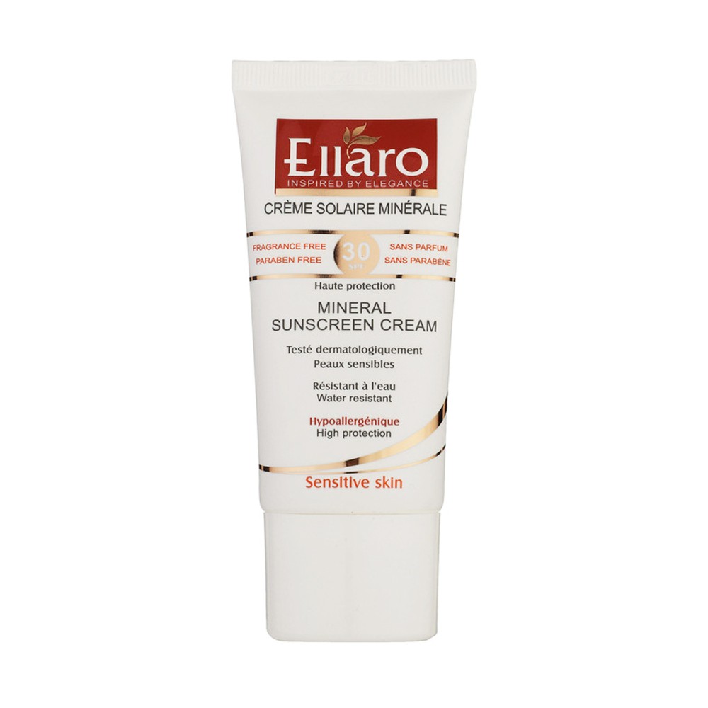 کرم ضد آفتاب مینرال مناسب پوست های حساس SPF30 الارو (Ellaro)